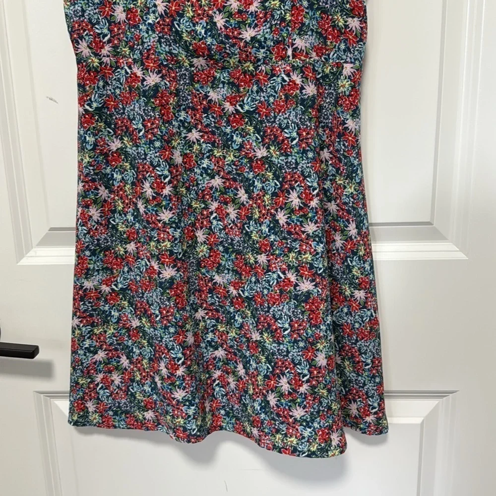 GB girls Short Sleeve Square Neck Smocked back Multi Colored Floral Dress size L